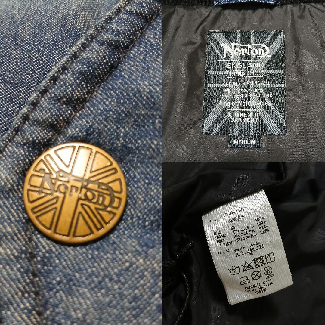 【極美品】Norton フードライナー 中綿デニムベスト 刺繍ロゴ デカロゴ