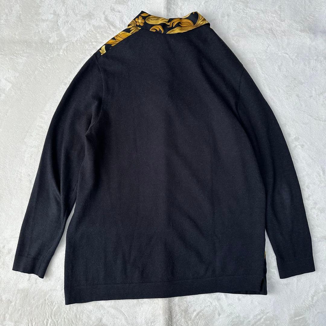 vintage HERMES スカーフ柄 バロック カットソー ポロシャツ 黒