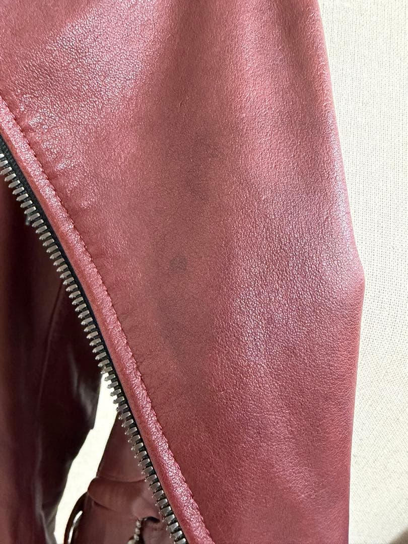 ★売約済★レザー セミダブルライダースジャケット フード付き