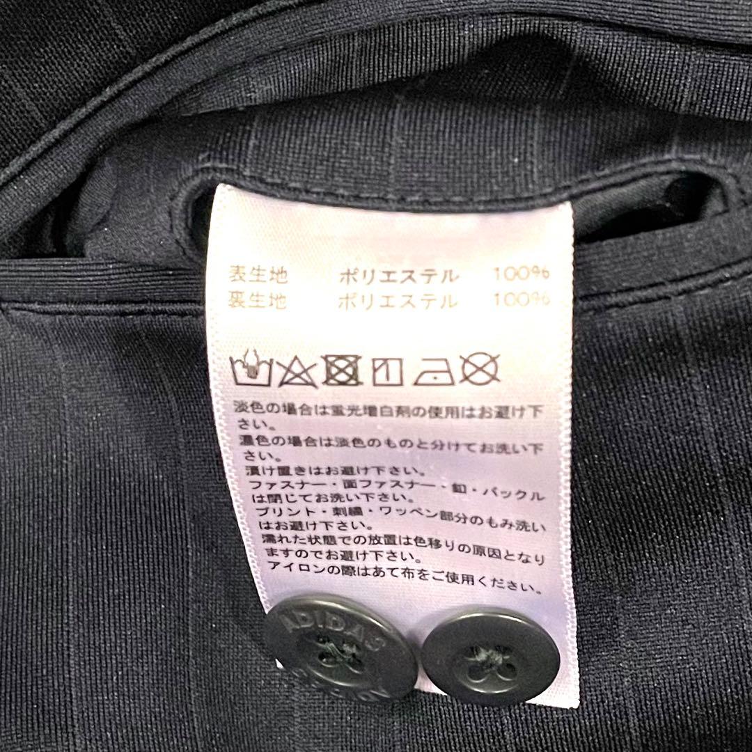 【極美品】アディダス スーツ セットアップ ストライプ 黒 伸縮性 2B ロゴ