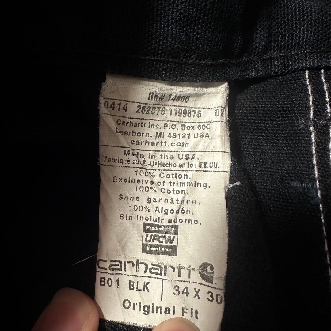 usa製　carhartt ブラック　黒　ダブルニー　パンツ　34×30 ダック