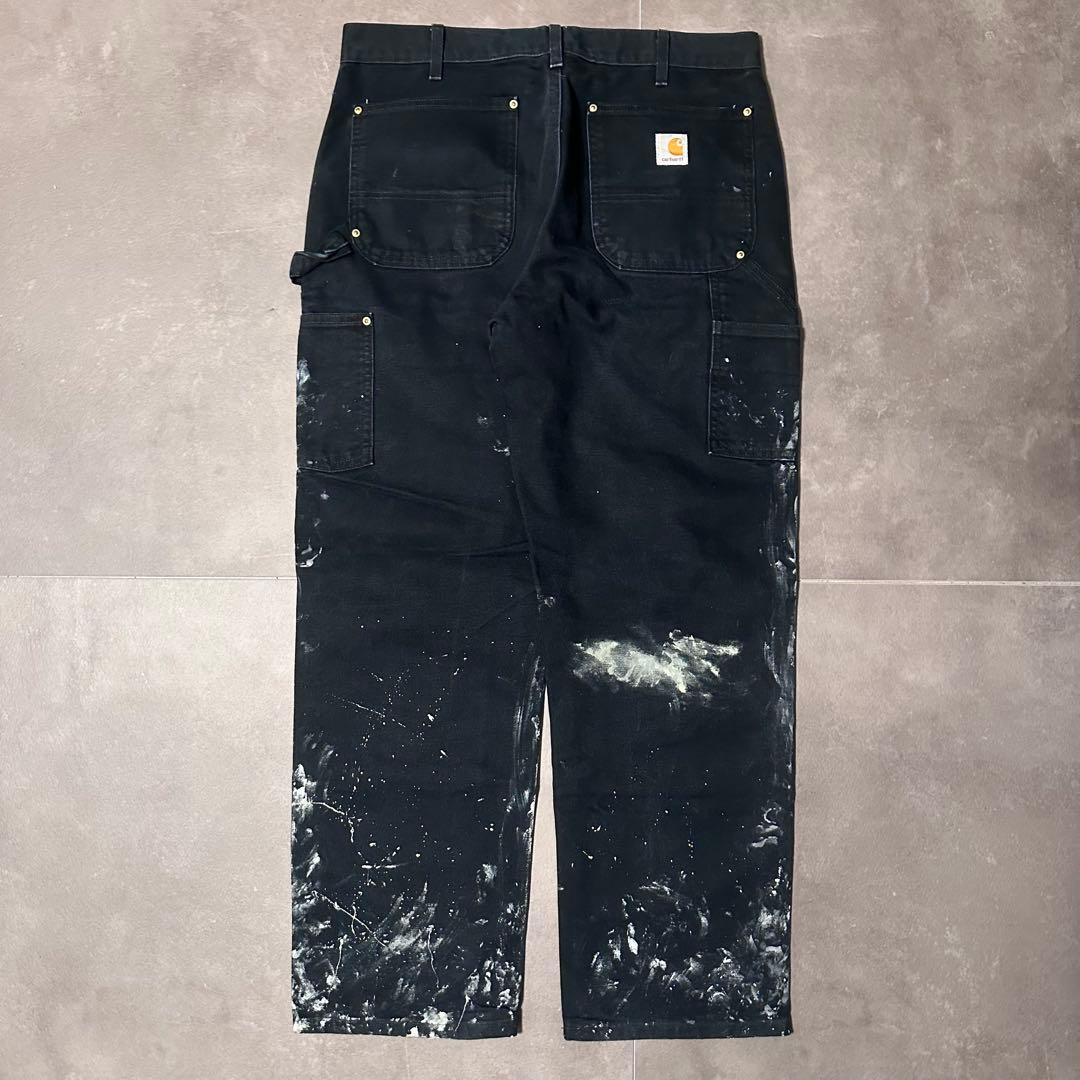 usa製　carhartt ブラック　黒　ダブルニー　パンツ　34×30 ダック