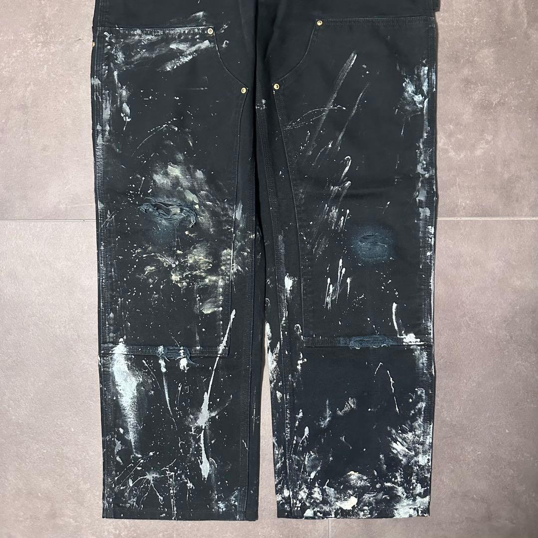 usa製　carhartt ブラック　黒　ダブルニー　パンツ　34×30 ダック