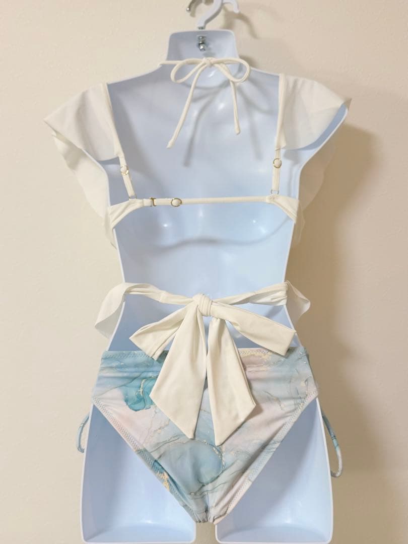 三愛水着楽園 フリルデザイン セパレート水着 ホワイト・ブルー