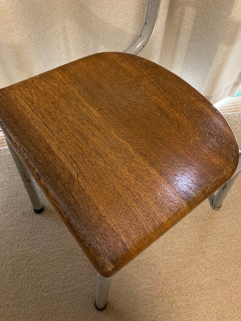 ①くすみグレー　アンティーク　チューバックス　ベルギー　スクール　チェア　椅子