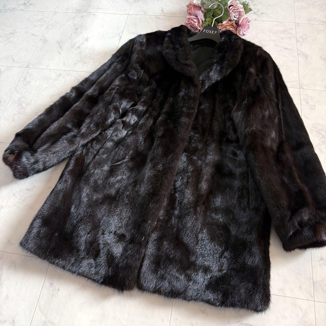 総丈80cm マホガニーミンク ファーコート 毛皮 艶々 毛並み◎ なめし柔らか