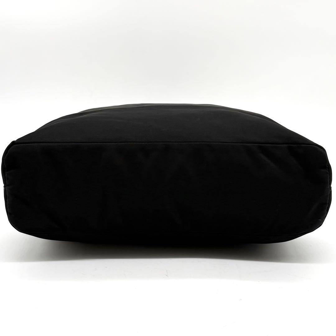 美品✨プラダ トートバッグ ナイロン レザー 三角ロゴ 肩掛け 白タグ ブラック