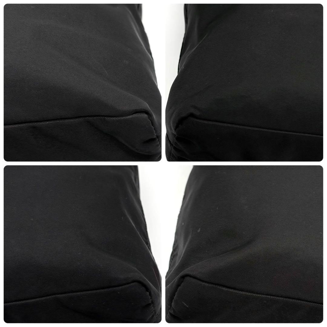 美品✨プラダ トートバッグ ナイロン レザー 三角ロゴ 肩掛け 白タグ ブラック