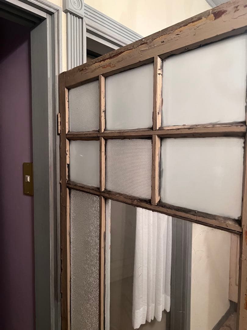 少し大きな古いガラス扉＊レトロ＊古道具