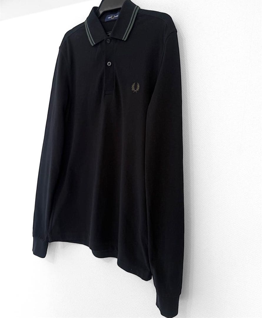 極美品　FRED PERRY 現行モデル　長袖ポロシャツ　ブラック　定価約2万円