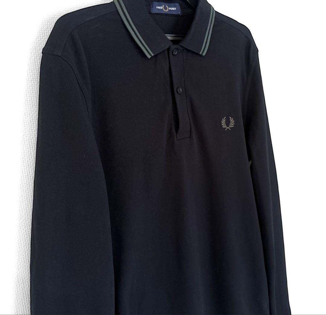 極美品　FRED PERRY 現行モデル　長袖ポロシャツ　ブラック　定価約2万円
