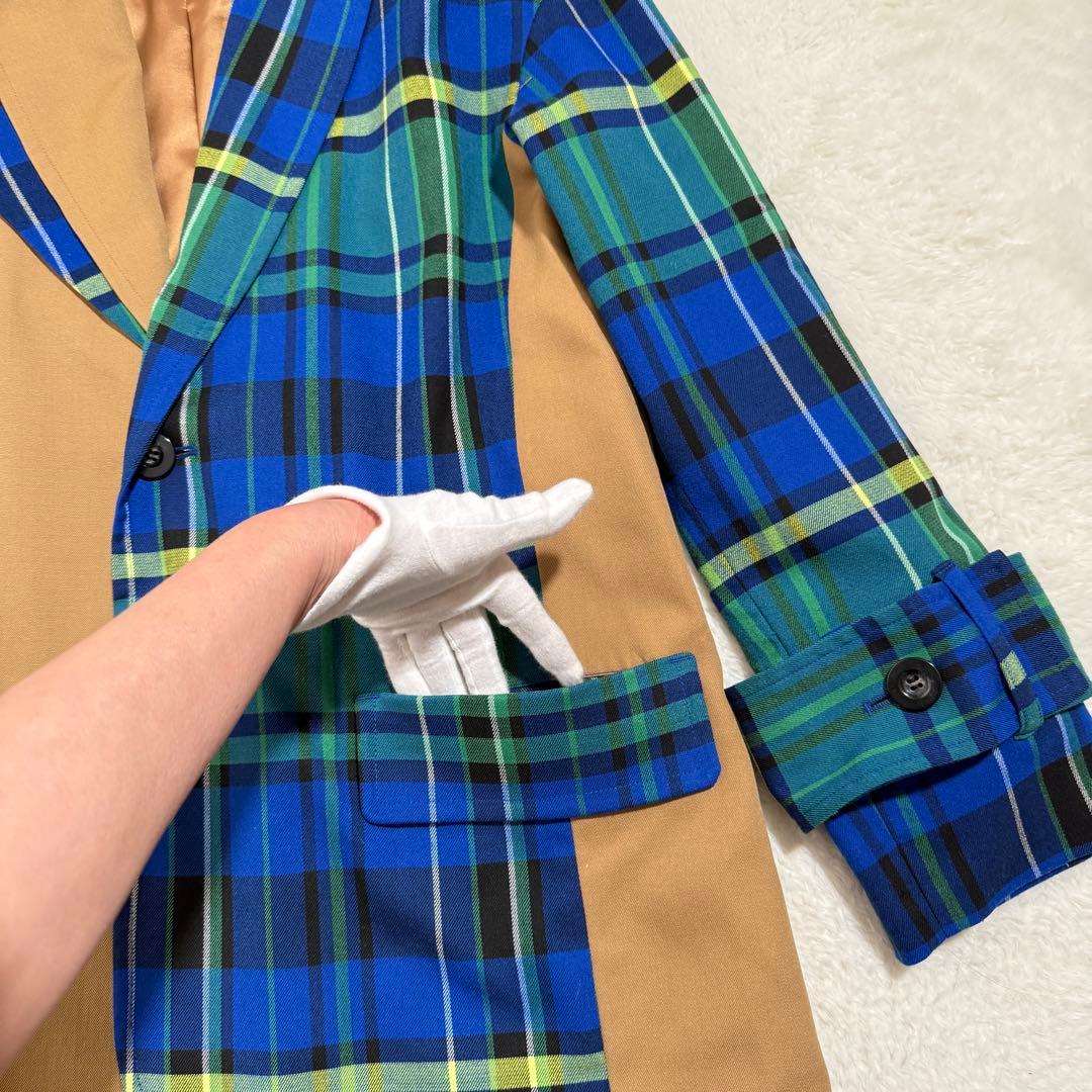 未使用級　アンスリード パターンドッキングコート チェック ベージュ