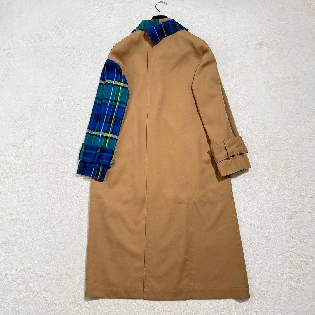 未使用級　アンスリード パターンドッキングコート チェック ベージュ