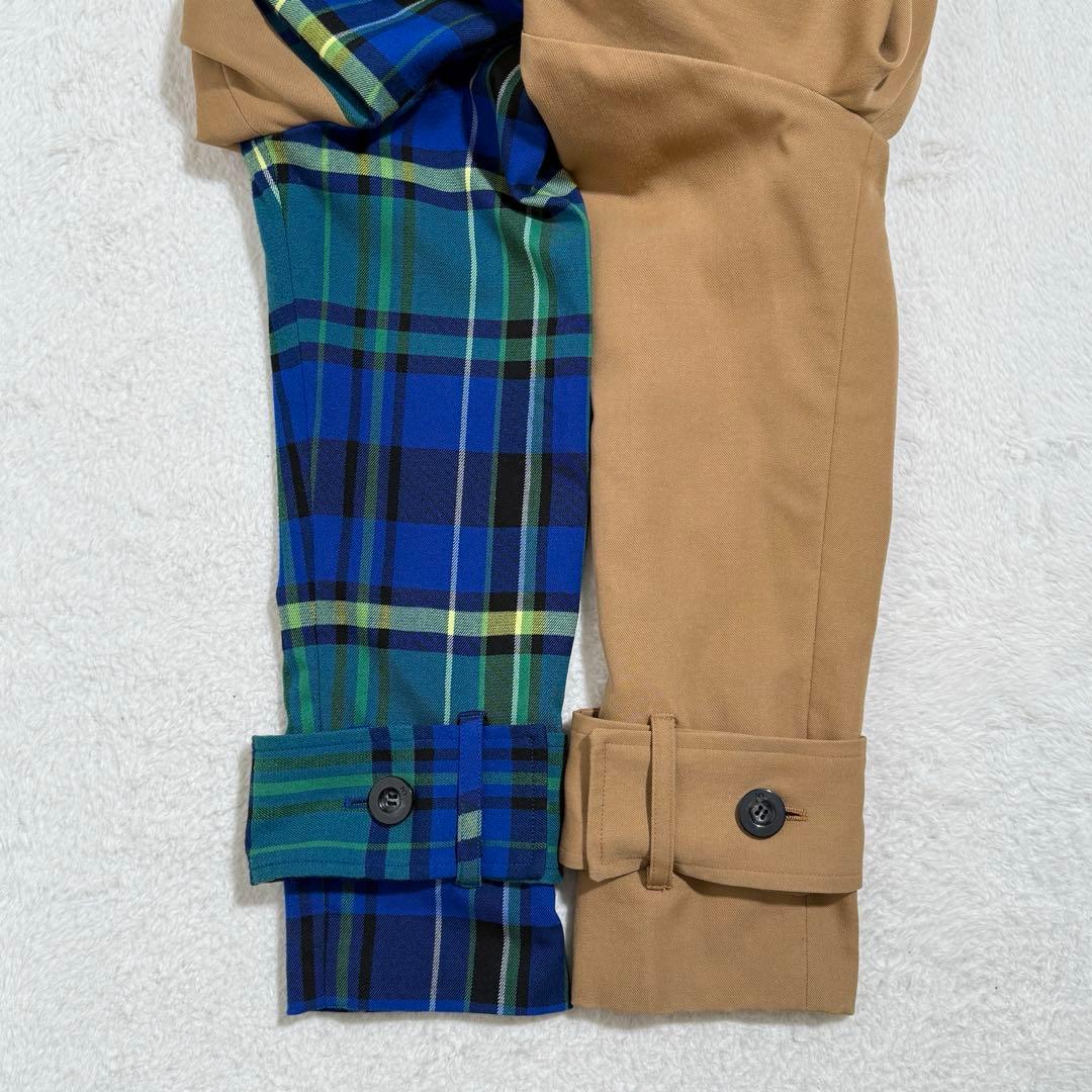 未使用級　アンスリード パターンドッキングコート チェック ベージュ