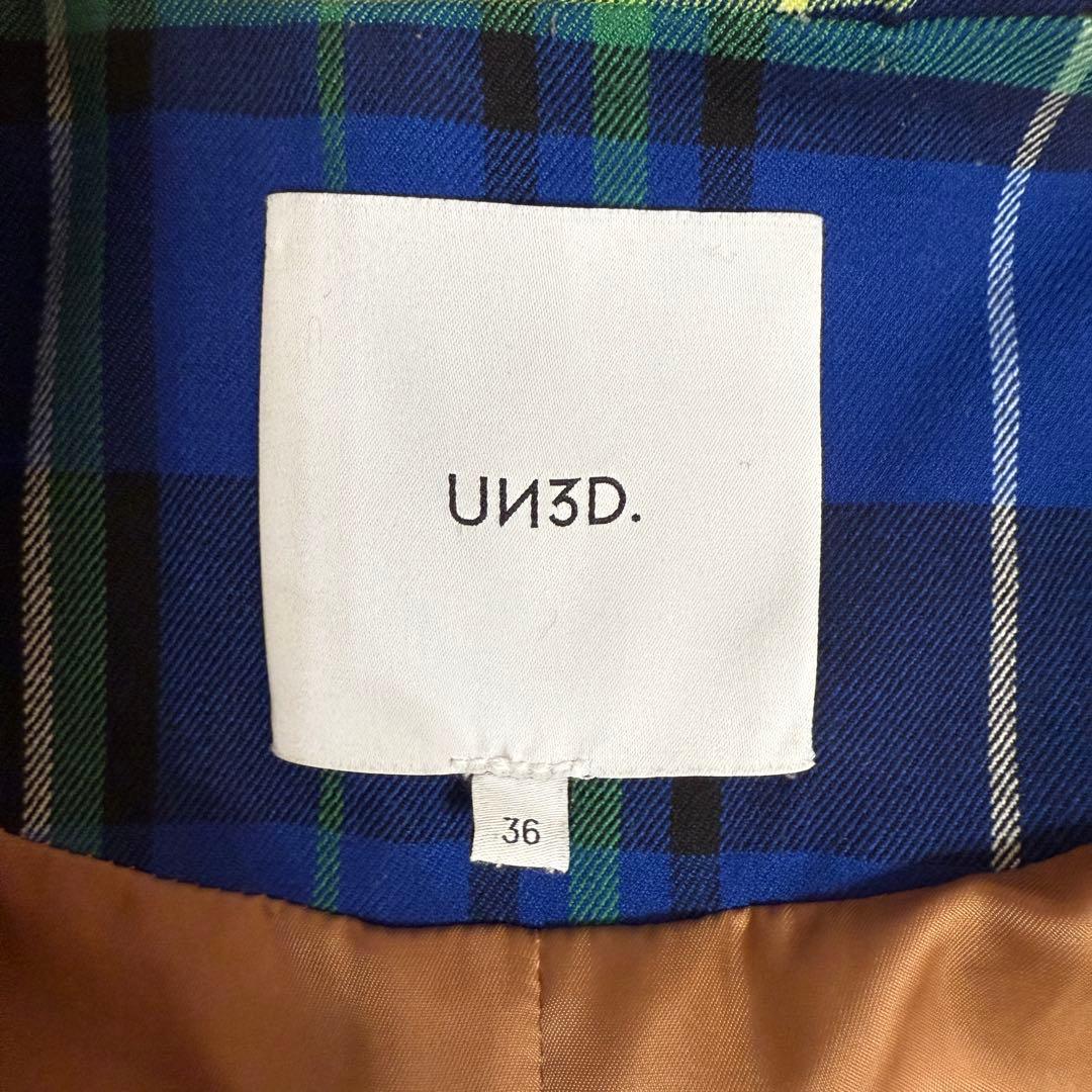 未使用級　アンスリード パターンドッキングコート チェック ベージュ