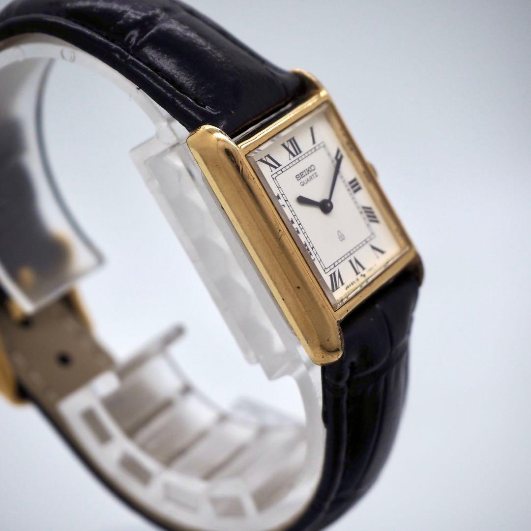 503 稼働 SEIKO時計 レディース タンク スクエア 新品ベルト ゴールド