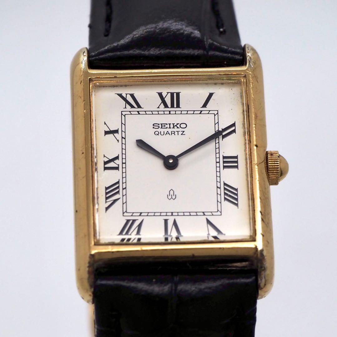 503 稼働 SEIKO時計 レディース タンク スクエア 新品ベルト ゴールド