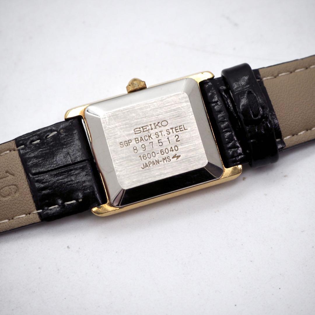 503 稼働 SEIKO時計 レディース タンク スクエア 新品ベルト ゴールド