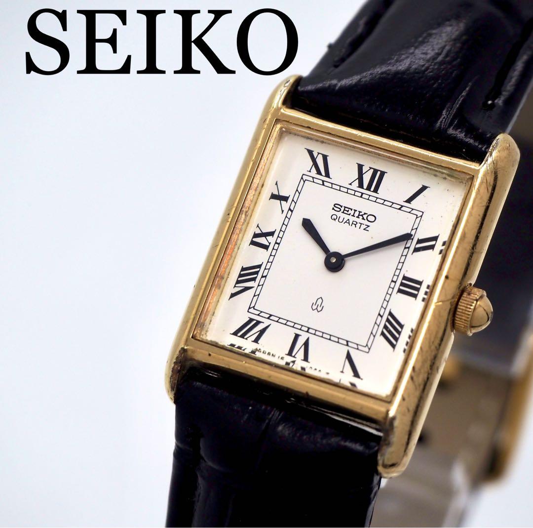 503 稼働 SEIKO時計 レディース タンク スクエア 新品ベルト ゴールド