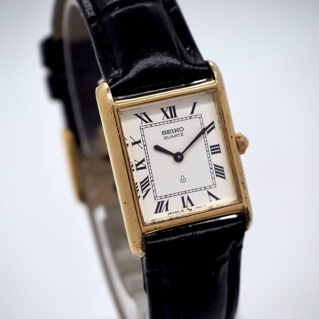 503 稼働 SEIKO時計 レディース タンク スクエア 新品ベルト ゴールド