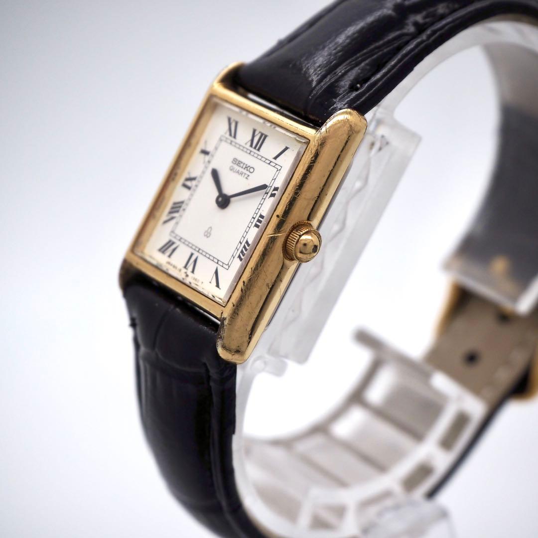 503 稼働 SEIKO時計 レディース タンク スクエア 新品ベルト ゴールド