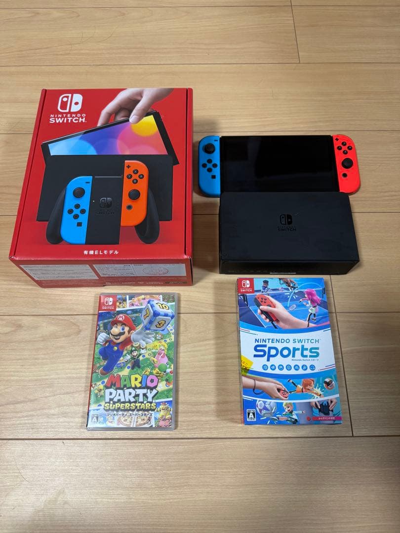 Nintendo Switch 有機ELモデル 赤/青 完品　ゲーム2本付き