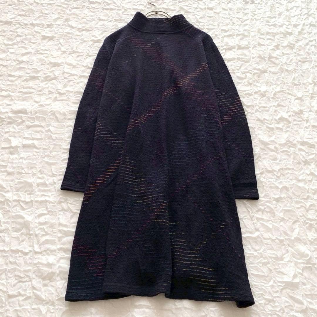ヨーガンレール ハイネックフレアチュニックワンピース M ミックスカラー ウール