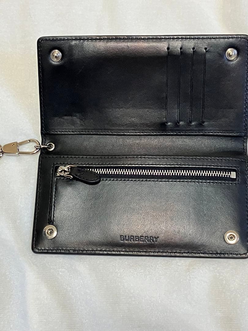 BURBERRY ウォレットチェーン 黒 ブラック レザー ロゴ バーバリー