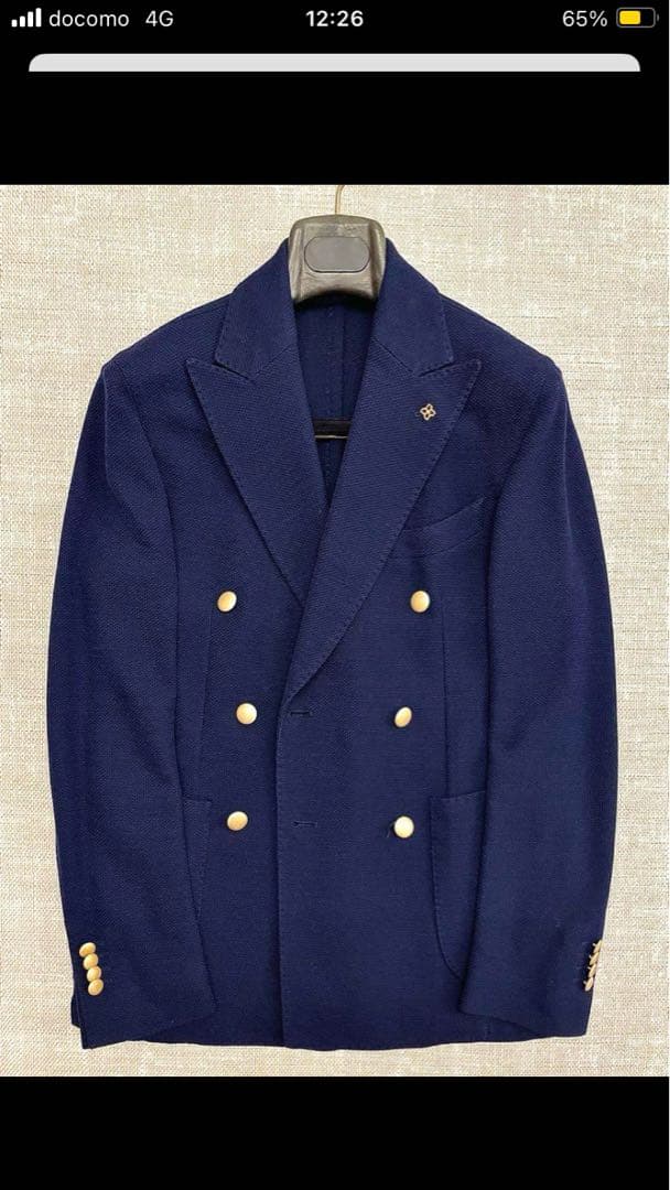 ルビアム1911 ネイビー ダブルブレスト ブレザー ホップサック