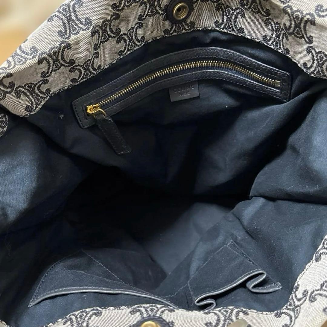 CELINE ロゴ キャンバス トートバック ショルダー付き レザー