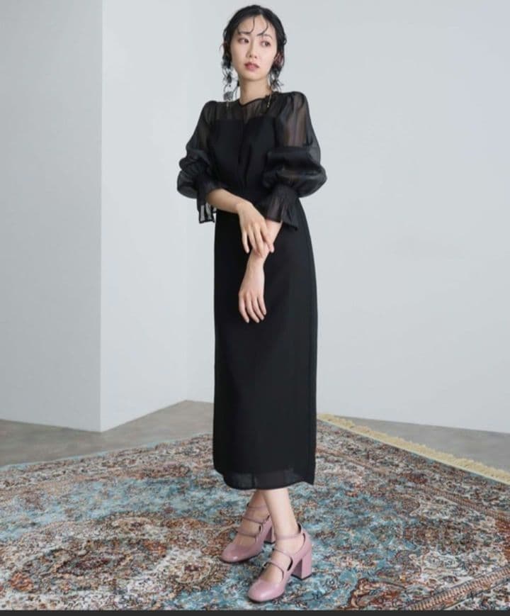 atlo シフォンビスチェタイトワンピース　パーティードレス XL シースルー