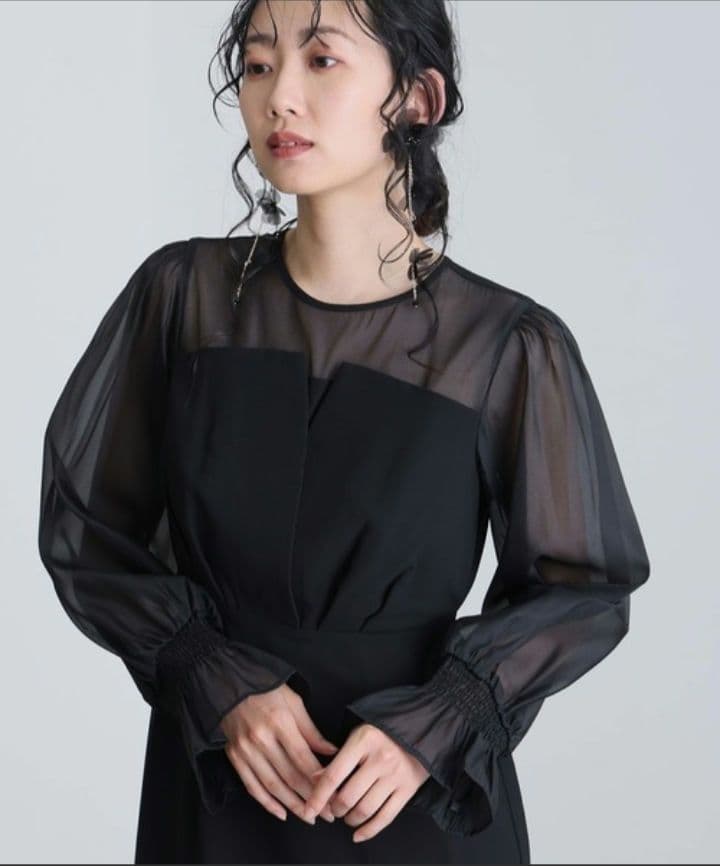 atlo シフォンビスチェタイトワンピース　パーティードレス XL シースルー