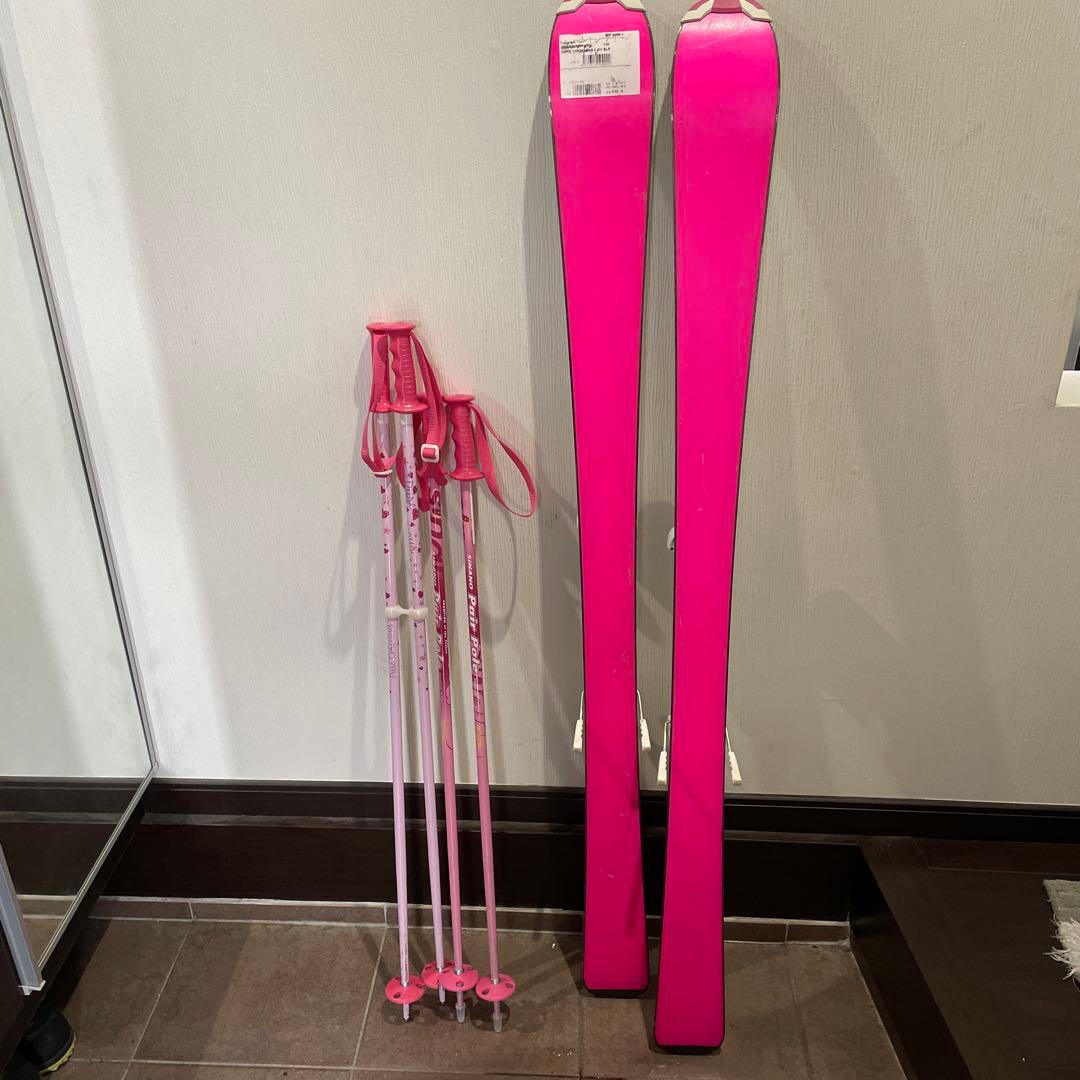 ピンク スキー板 スキー靴 ストック セット