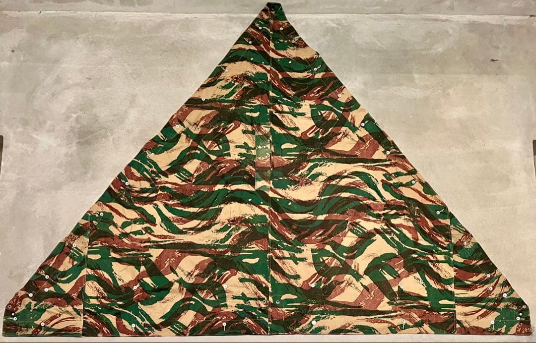 ②50s フランス軍 リザードカモ ポンチョテント ツェルトバーン 実物 軍幕