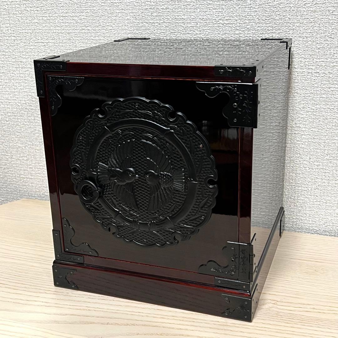 【極美品】伊達政宗家紋 仙台箪笥 小抽斗 鍵付 3段 民芸家具 欅材 木地呂塗り