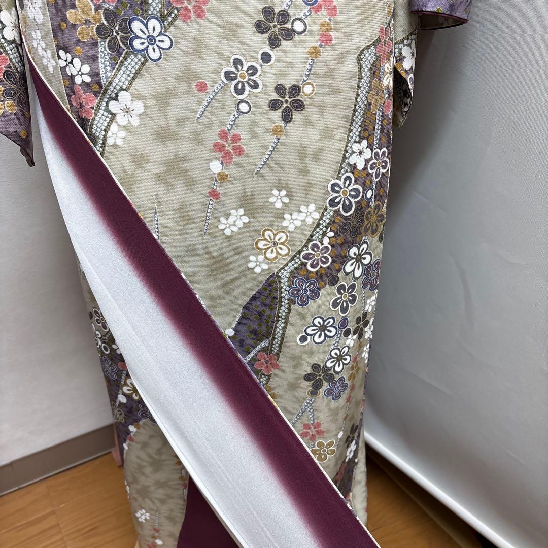 正絹小紋 友禅柄 美品 ゆったりトールサイズ❣️