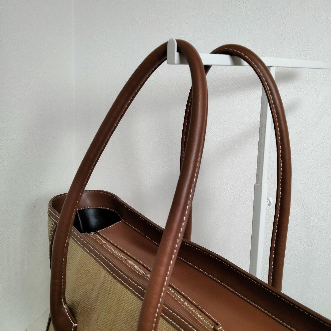 VASIC かごバッグ A4可 大容量 ステッチ ラフィア レザー ブラウン