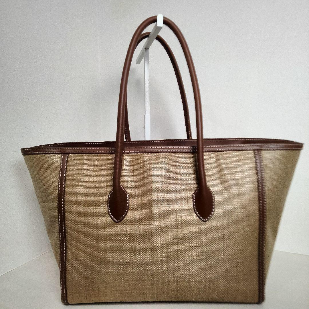 VASIC かごバッグ A4可 大容量 ステッチ ラフィア レザー ブラウン