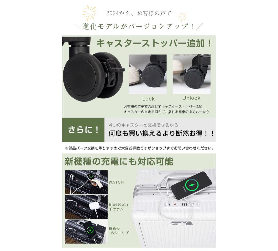 キャリーケース 白 Sサイズ