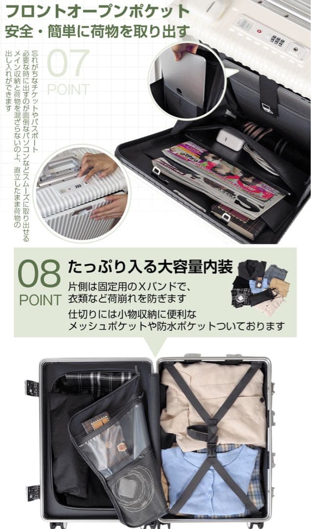 キャリーケース 白 Sサイズ