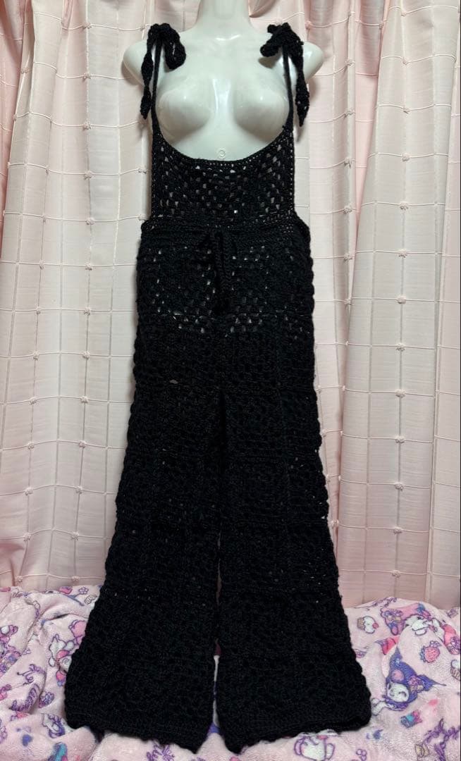 グラニースクエア サロペット　オーバーオール　パンツ　モチーフ編み　　手編み