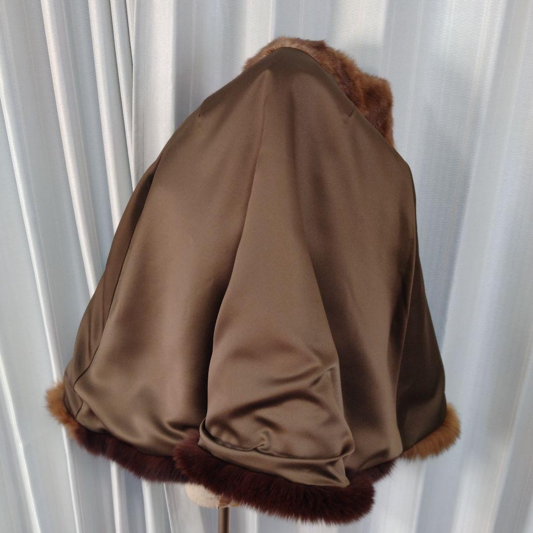 日本製✩未使用✩ミンク＆ブルーフォックス✩ファーケープ✩マント✩艷✩カジュアル