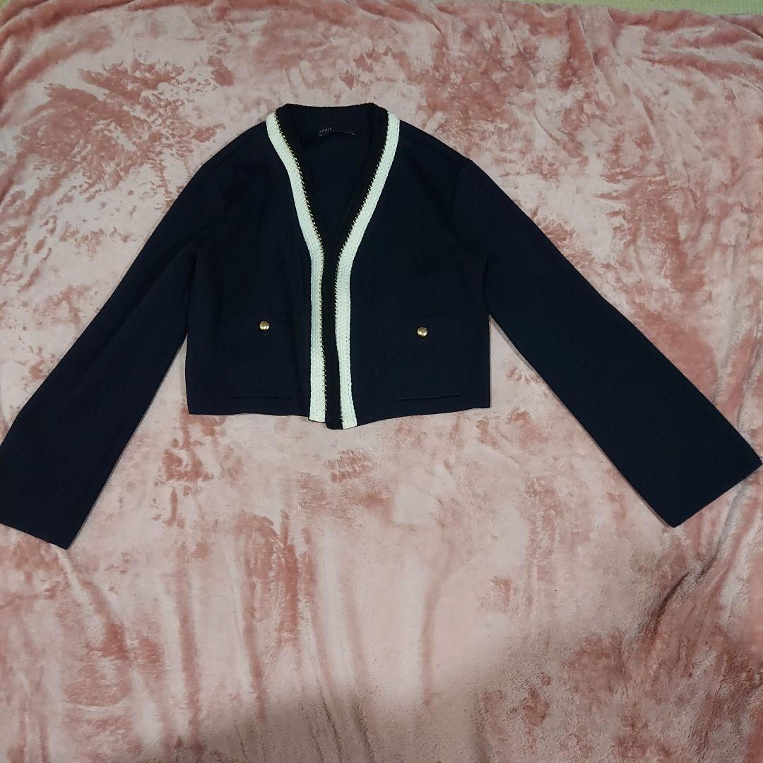 ☆極美品☆Noble　ノーブル 配色トリミングミラノリブショートジャケット