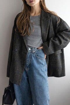 Bonjour Sagan チェックダブルジャケット