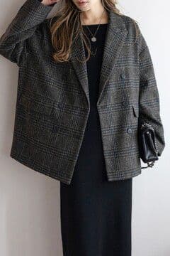 Bonjour Sagan チェックダブルジャケット