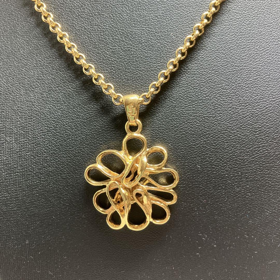 イヴ・サンローラン　YSL　サンローラン　ネックレス　花　フラワー　ゴールド