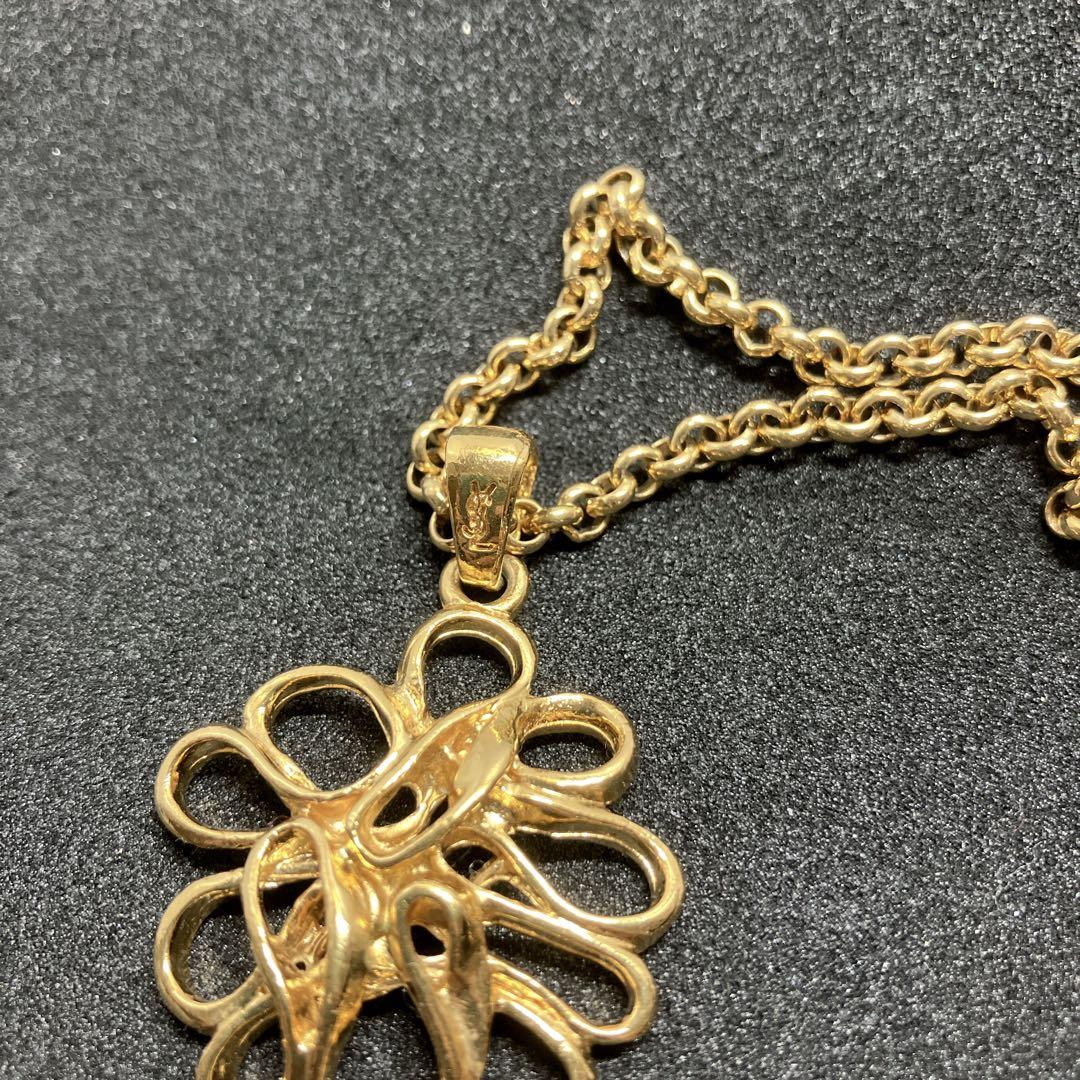 イヴ・サンローラン　YSL　サンローラン　ネックレス　花　フラワー　ゴールド