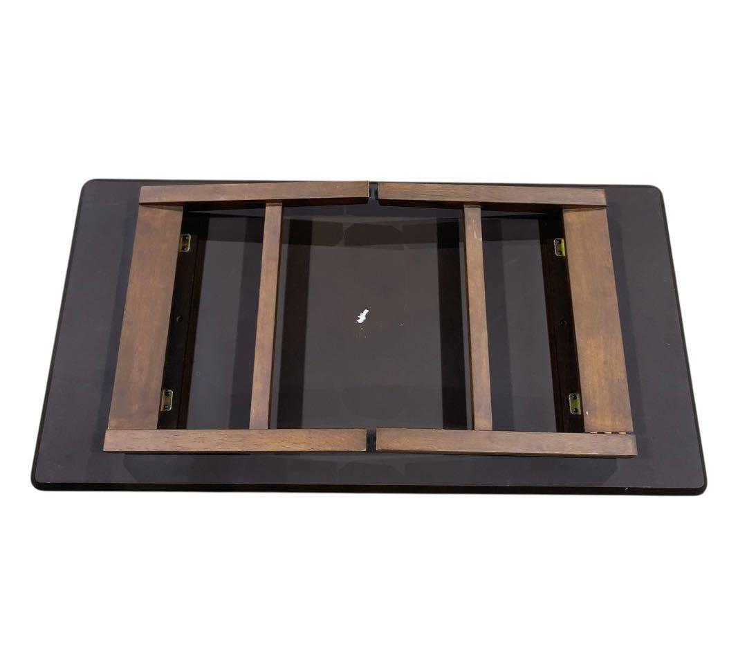 折りたたみ ロー センター サイド リビング テーブル 机 木目 ブラウン