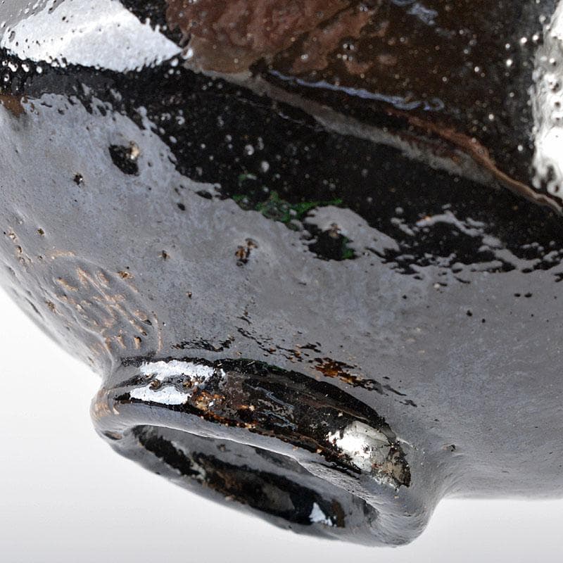 茶道具　楽吉左衛門　黒楽茶碗　極上竹網碗篭付　M　R6158