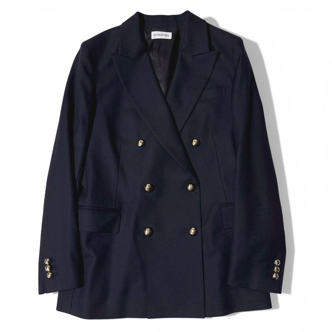 極美品✨️25AW　エストネーション　Super140　ダブルジャケット　濃紺